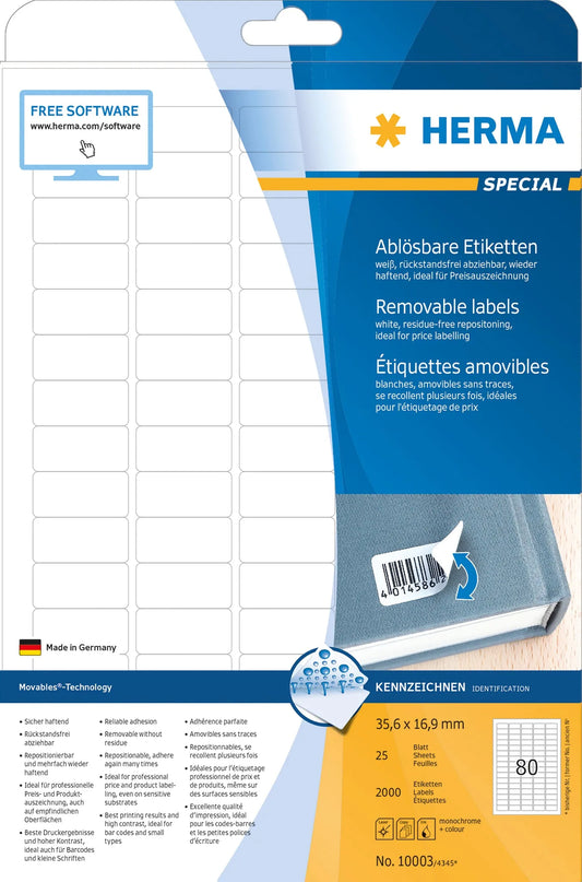2.000 HERMA Etiketten 10003 weiß