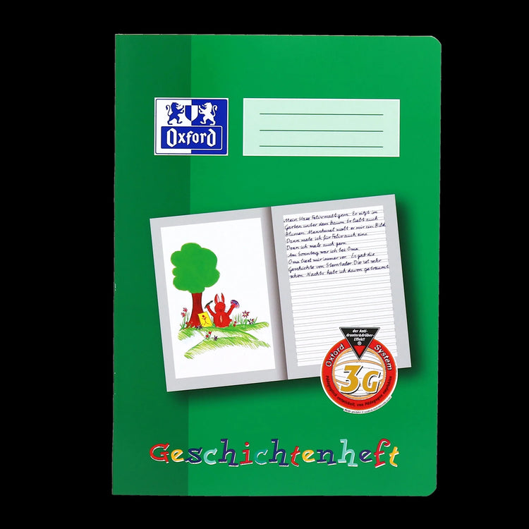 OXFORD Geschichtenheft Lineatur 3G blanko Rand rundum, Sie erhalten 3 Hefte