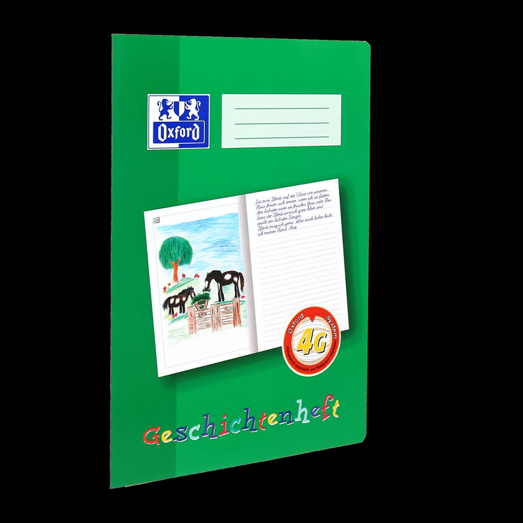 OXFORD Geschichtenheft Lineatur 4G blanko Rand rundum, Sie erhalten 3 Hefte