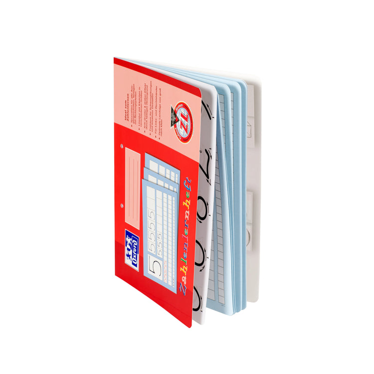 OXFORD Schreiblernheft Zahlenlernheft Lineatur ZL kariert, rot, quer, ohne Rand, Sie erhalten 3Hefte
