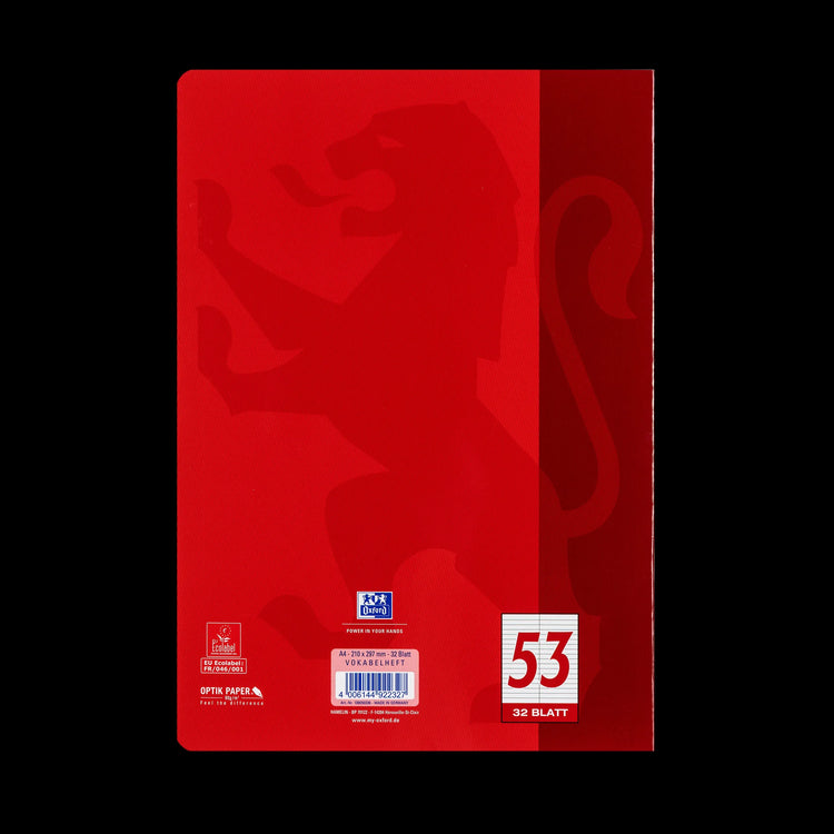 OXFORD Vokabelheft 2-Spalten Lineatur 53 liniert ohne Rand, keine Farbwahl möglich, Sie erhalten 3 Hefte