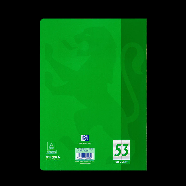 OXFORD Vokabelheft 2-Spalten Lineatur 53 liniert ohne Rand, keine Farbwahl möglich, Sie erhalten 3 Hefte