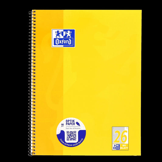 OXFORD Collegeblock Schule DIN A4 26 kariert, gelb, Sie erhalten 3 Blöcke