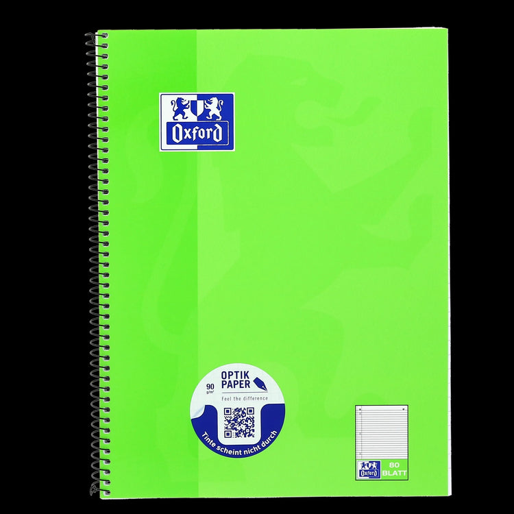OXFORD Collegeblock Schule DIN A4 hellgrün liniert, Sie erhalten 3 Blöcke