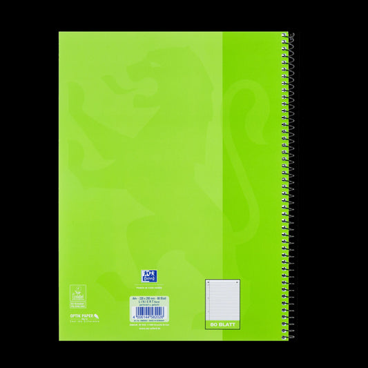 OXFORD Collegeblock Schule DIN A4 hellgrün liniert, Sie erhalten 3 Blöcke
