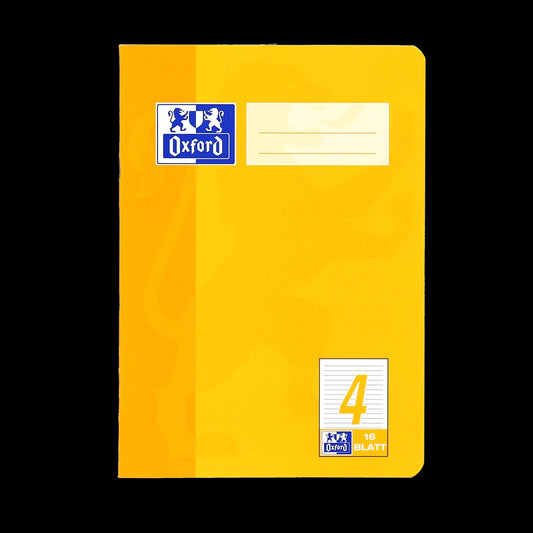 OXFORD Schulheft Lineatur 4 liniert ohne Rand, A5, gelb, Sie erhalten 3 Hefte