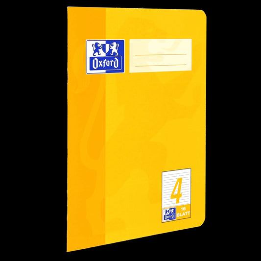 OXFORD Schulheft Lineatur 4 liniert ohne Rand, A5, gelb, Sie erhalten 3 Hefte