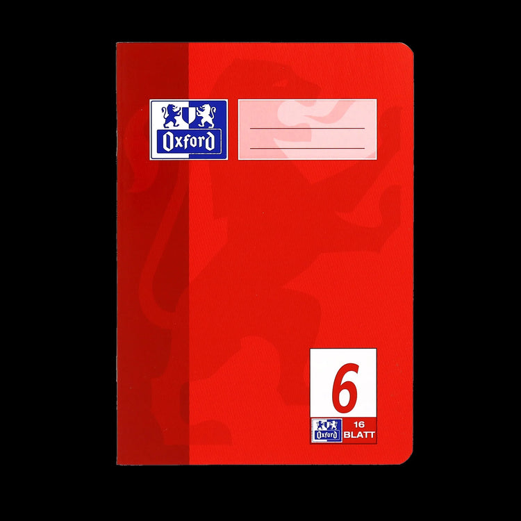 OXFORD Schulheft Lineatur 6 blanko ohne Rand, A5, rot, Sie erhalten 3 Hefte