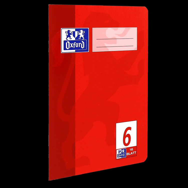 OXFORD Schulheft Lineatur 6 blanko ohne Rand, A5, rot, Sie erhalten 3 Hefte