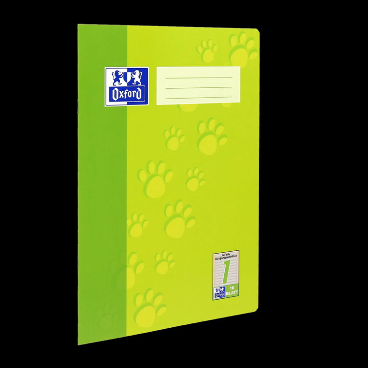 OXFORD Schulheft Lineatur 1 (1. Schuljahr) liniert, grün Rand rundum , Sie erhalten 3 Hefte
