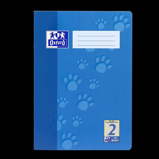 OXFORD Schulheft Lineatur 2 (2. Schuljahr) liniert, blau, Rand, rundum, Sie erhalten 3 Hefte