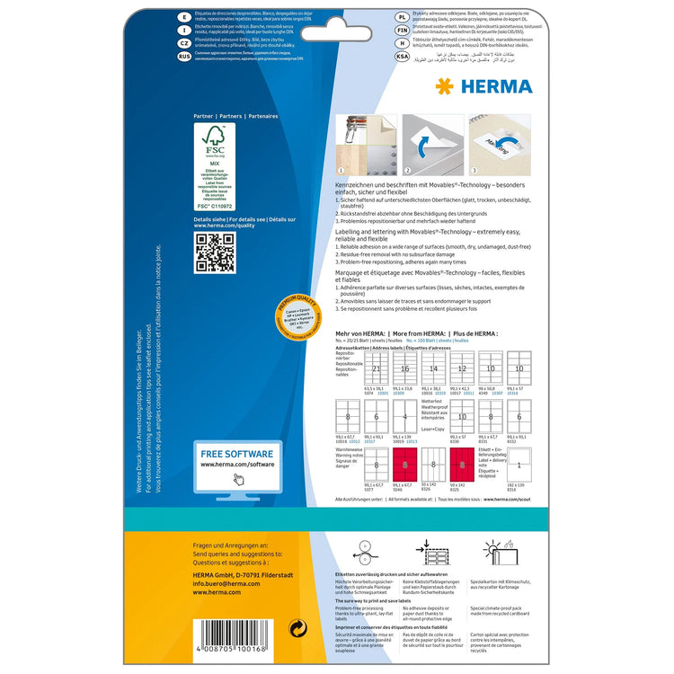 350 HERMA Adressetiketten 10016 weiß