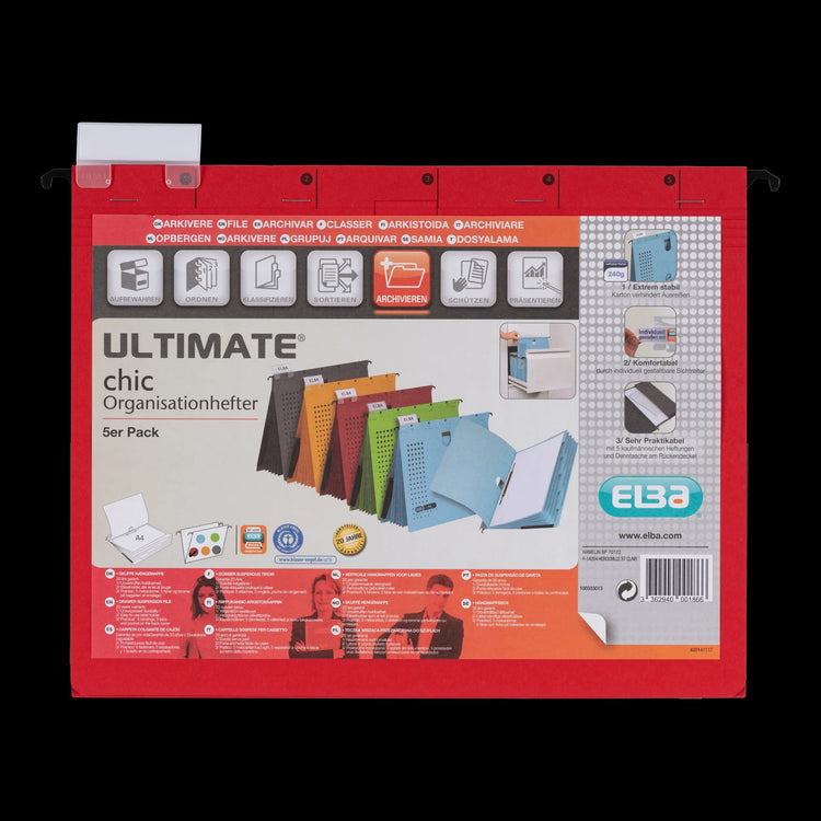 5 ELBA Personalhefter chic ULTIMATE Karton rot