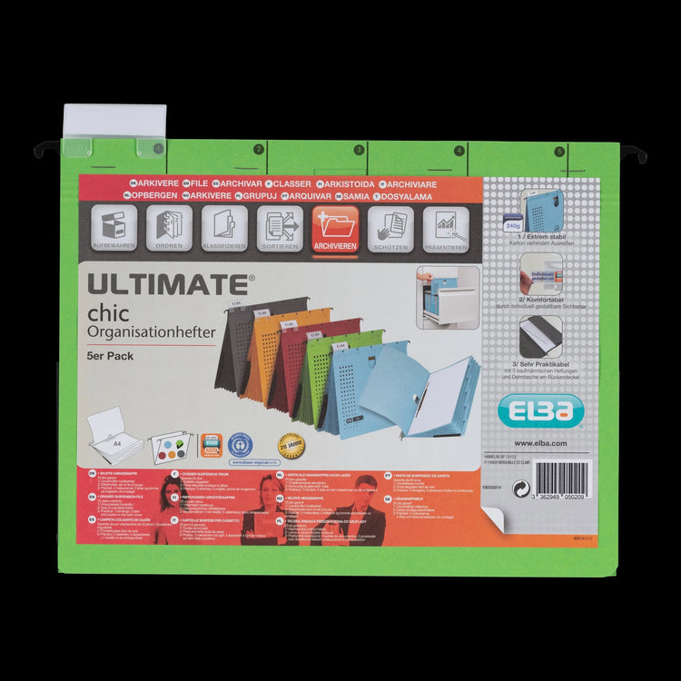 5 ELBA Personalhefter chic ULTIMATE Karton grün