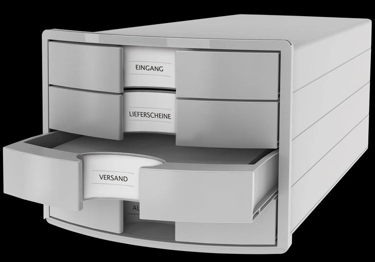 HAN Schubladenbox Impuls lichtgrau DIN C4 mit 4 Schubladen