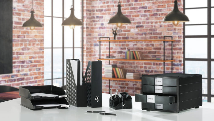 HAN Schubladenbox Impuls schwarz DIN C4 mit 4 Schubladen