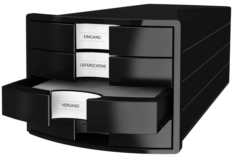 HAN Schubladenbox Impuls schwarz DIN C4 mit 4 Schubladen