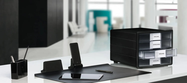 HAN Schubladenbox Impuls transparent DIN C4 mit 4 Schubladen