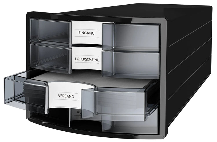 HAN Schubladenbox Impuls transparent DIN C4 mit 4 Schubladen