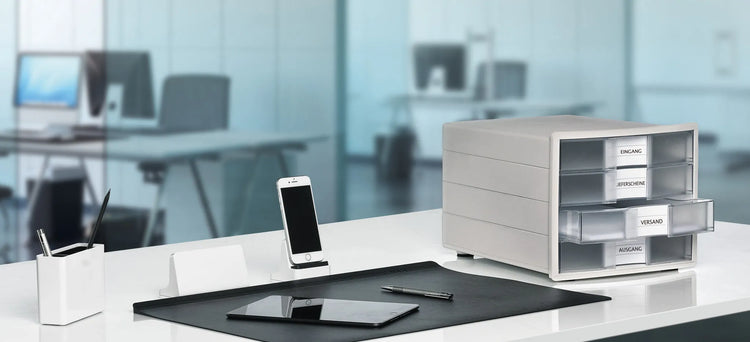 HAN Schubladenbox Impuls transparent DIN C4 mit 4 Schubladen