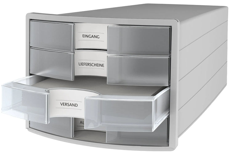 HAN Schubladenbox Impuls transparent DIN C4 mit 4 Schubladen