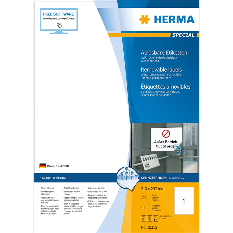 100 HERMA Etiketten 10315 weiß
