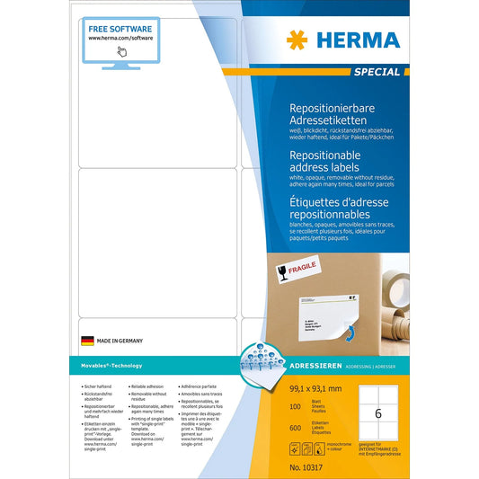 600 HERMA Adressetiketten 10317 weiß