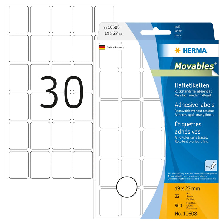 960 HERMA Movables Etiketten 10608 weiß