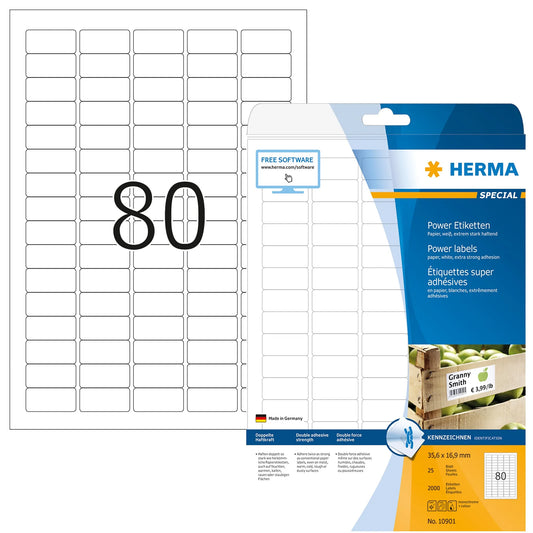 2.000 HERMA Power-Etiketten 10901 weiß