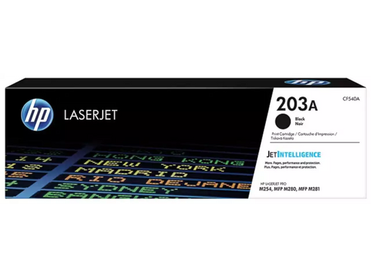 HP 203A (CF540A) Tonerkartusche Schwarz – Original, 1.400 Seiten für HP Color LaserJet Pro 254 & MFP 280/281
