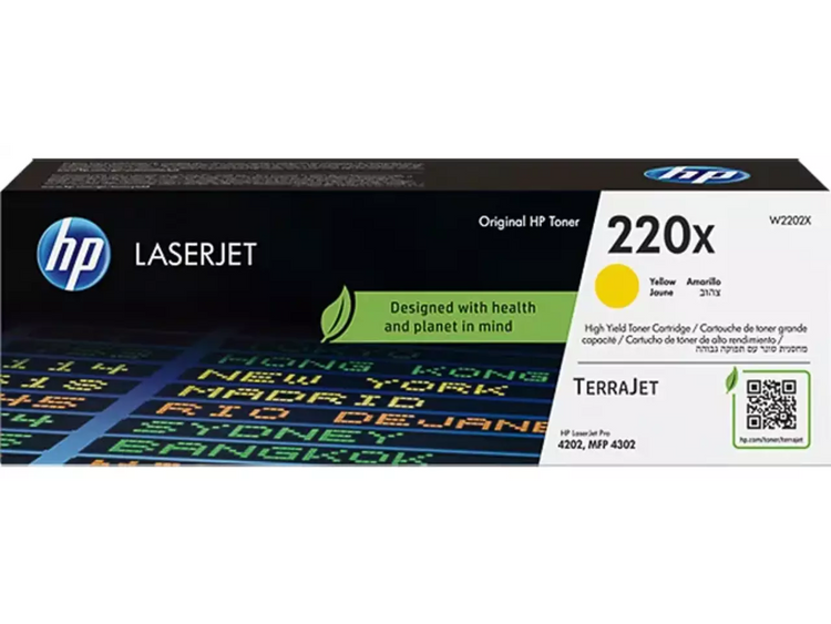 HP 220X (W2202X) Tonerkartusche Gelb – Original, 5.500 Seiten für HP Color LaserJet Pro 4202 & 4302