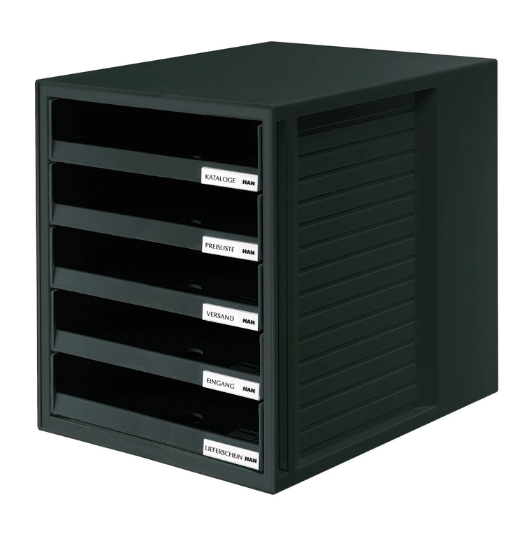 HAN Schubladenbox Schrank-Set schwarz DIN C4 mit 5 Schubladen