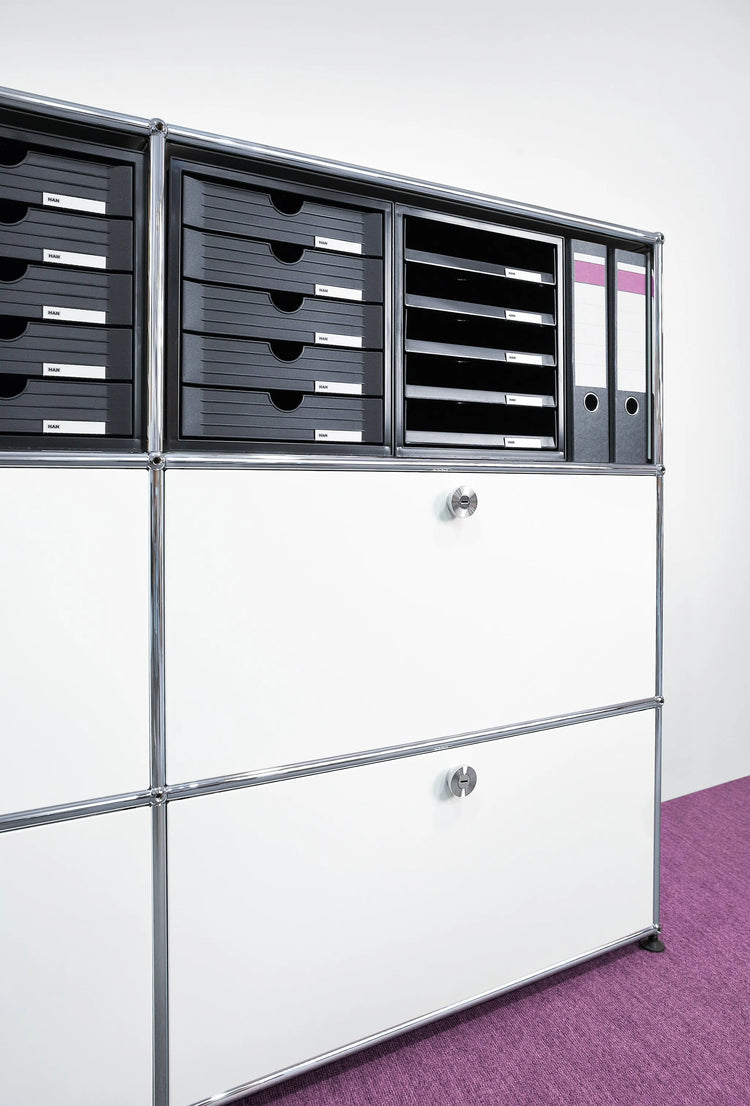 HAN Schubladenbox Schrank-Set lichtgrau DIN C4 mit 5 Schubladen