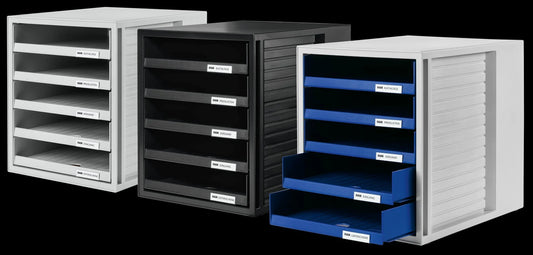 HAN Schubladenbox Schrank-Set blau DIN C4 mit 5 Schubladen