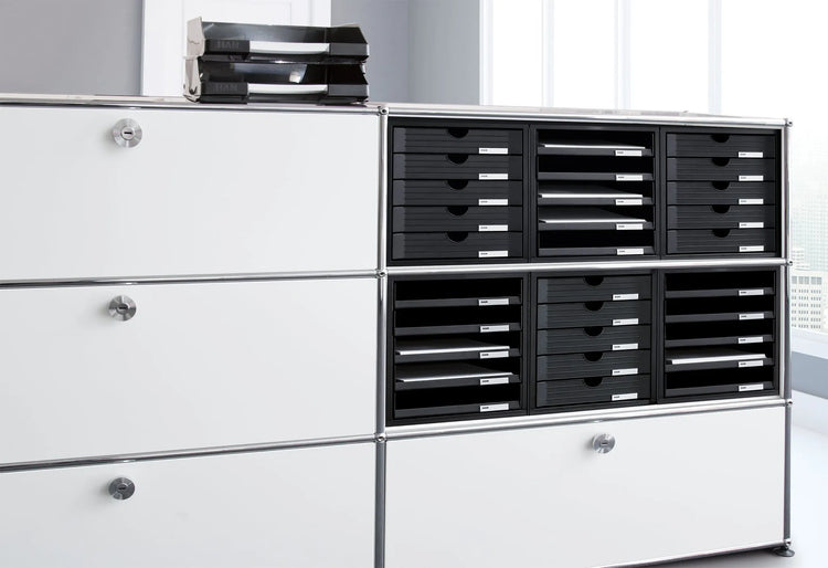 HAN Schubladenbox Schrank-Set schwarz DIN C4 mit 5 Schubladen