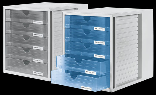 HAN Schubladenbox System-Box transparent DIN C4 mit 5 Schubladen