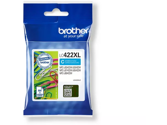 Brother LC-422XLC Cyan Druckerpatrone – Original XL | 1.500 Seiten | MFC-J-Serie