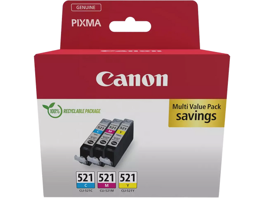 Canon CLI-521 C/M/Y – Original 3er-Set Druckerpatronen (Cyan, Magenta, Gelb)
