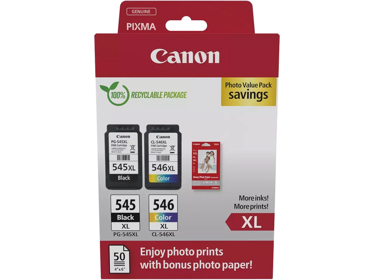 Canon PG-545 / CL-546 (XL) Tintenpatronen – Original Schwarz & Color für PIXMA Drucker + Fotopapier