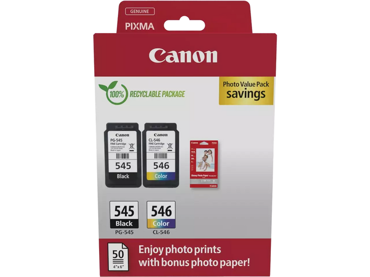 Canon PG-545 / CL-546 (XL) Tintenpatronen – Original Schwarz & Color für PIXMA Drucker + Fotopapier