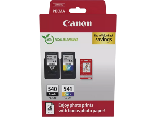 Canon PG-540 & CL-541 Original Druckerpatronen + Fotopapier – 2er-Set für brillante Druckqualität