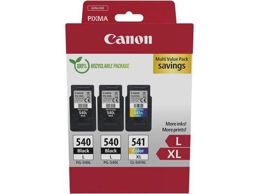 Canon Originaltinte PG-540XL x 2 / CL-541XL (3 Tintenpatronen; 2X Schwarz XL + 1x Farbe XL) - Multipack
