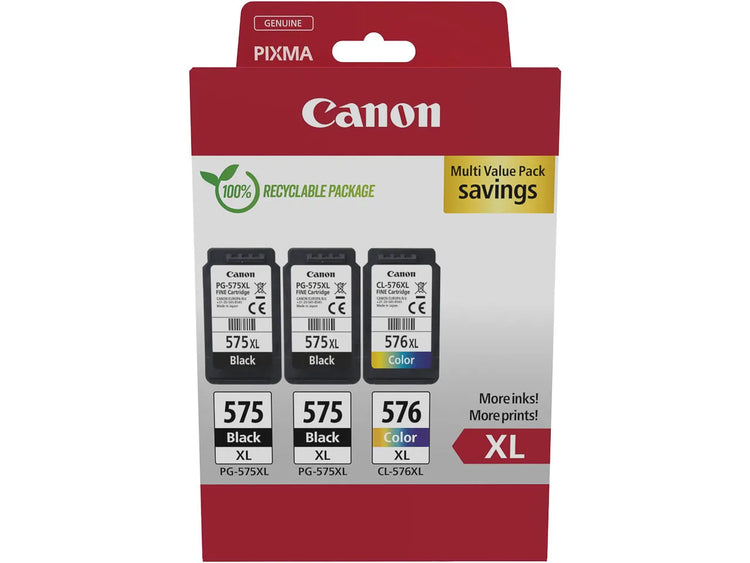 Canon PG-575XLx2/CL-576XL schwarz, color Druckköpfe, 3er-Set