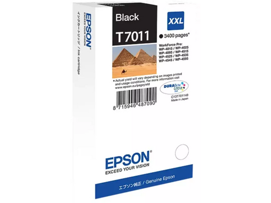 EPSON T7011 Schwarz Druckerpatrone – Original DURABrite Ultra Ink, 63 ml für WP-Serie