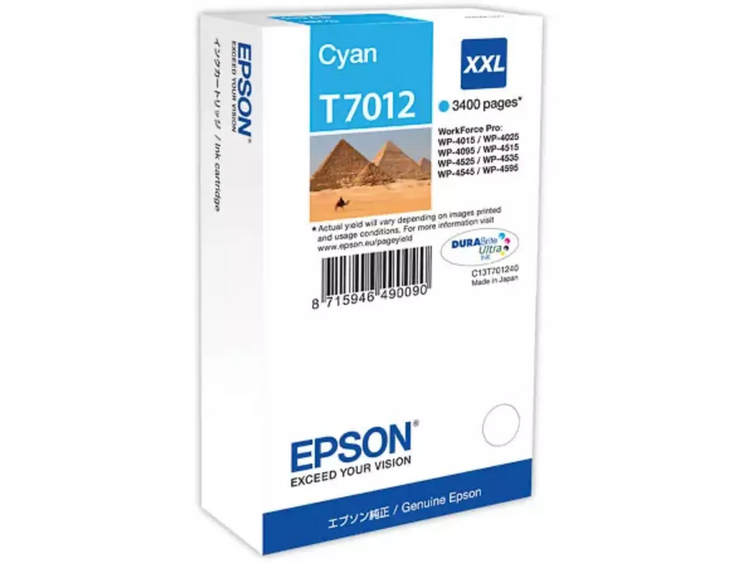 EPSON T7012 Cyan Druckerpatrone – DURABrite Ultra Ink für gestochen scharfe, wasserfeste Drucke