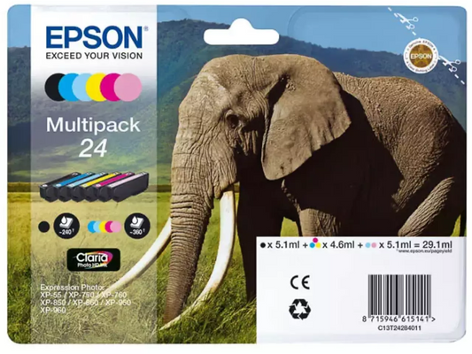 EPSON 24 / T2428 Druckerpatronen 6er-Set – Original Tinte für brillante Farbdrucke