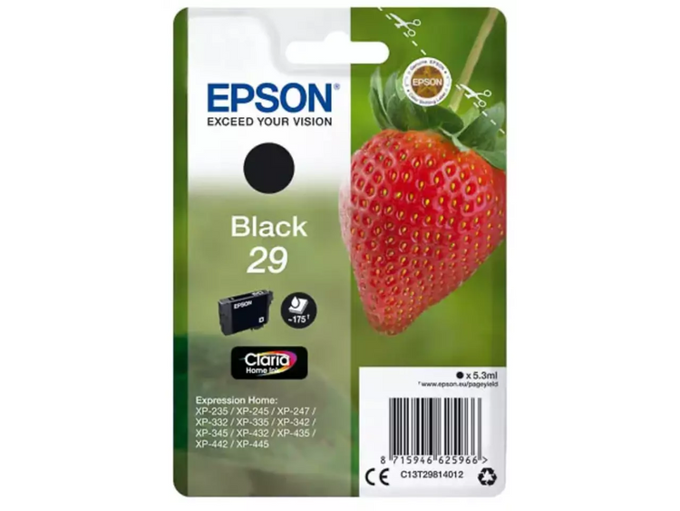 EPSON 29 / T2981 Schwarz Druckerpatrone – Original Claria Home Ink (5,3 ml, 175 Seiten)