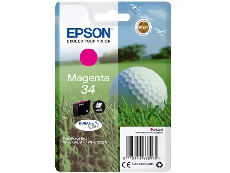 Epson 34 Tinte Golfball-Serie – Originalpatronen für WF-3720/3725, freie Farbwahl