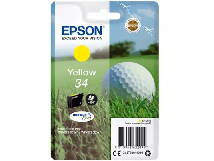 Epson 34 Tinte Golfball-Serie – Originalpatronen für WF-3720/3725, freie Farbwahl