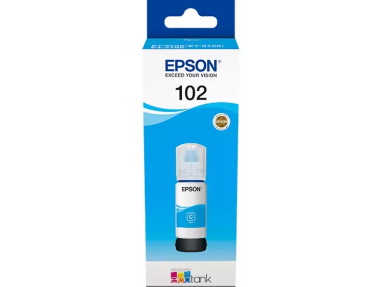 EPSON 102 / T03R24 cyan Tintenflasche – Original EcoTank Nachfüllflasche (70 ml, 6.000 Seiten)